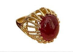 Natural 7 Carat Oval Cut Pink Tourmaline Ring in 14 Karat Yellow Gold
