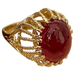 Natural 7 Carat Oval Cut Pink Tourmaline Ring in 14 Karat Yellow Gold