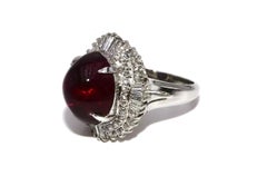 Natural 7 Carat Red Rubelite and Diamond Cocktail Cluster Ring Platinum