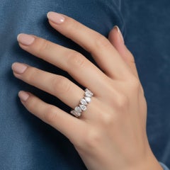 Natural 7 Carat SI/H Pear Cut Diamond Eternity Band Ring 14K White Gold