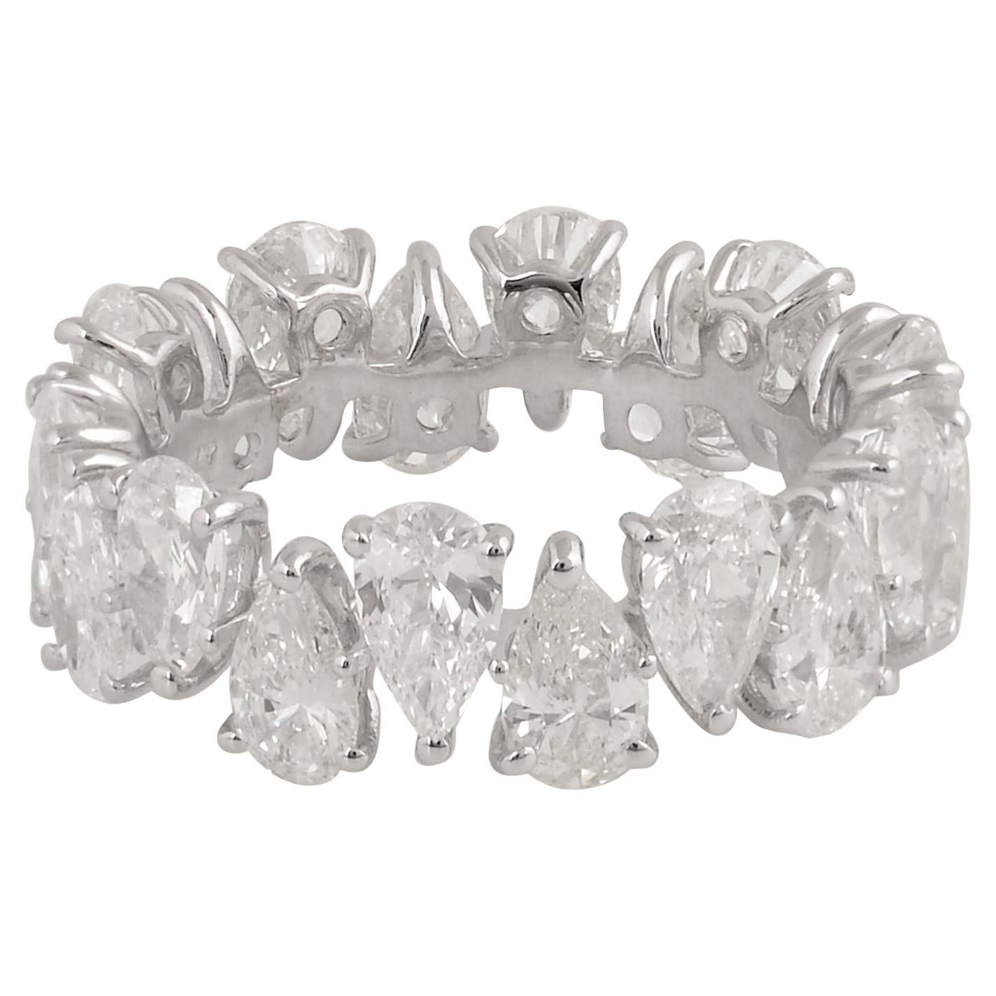 Natural 7 Carat SI/H Pear Cut Diamond Eternity Band Ring 14K White Gold
