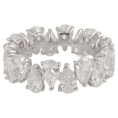 Natural 7 Carat SI/H Pear Cut Diamond Eternity Band Ring 14K White Gold