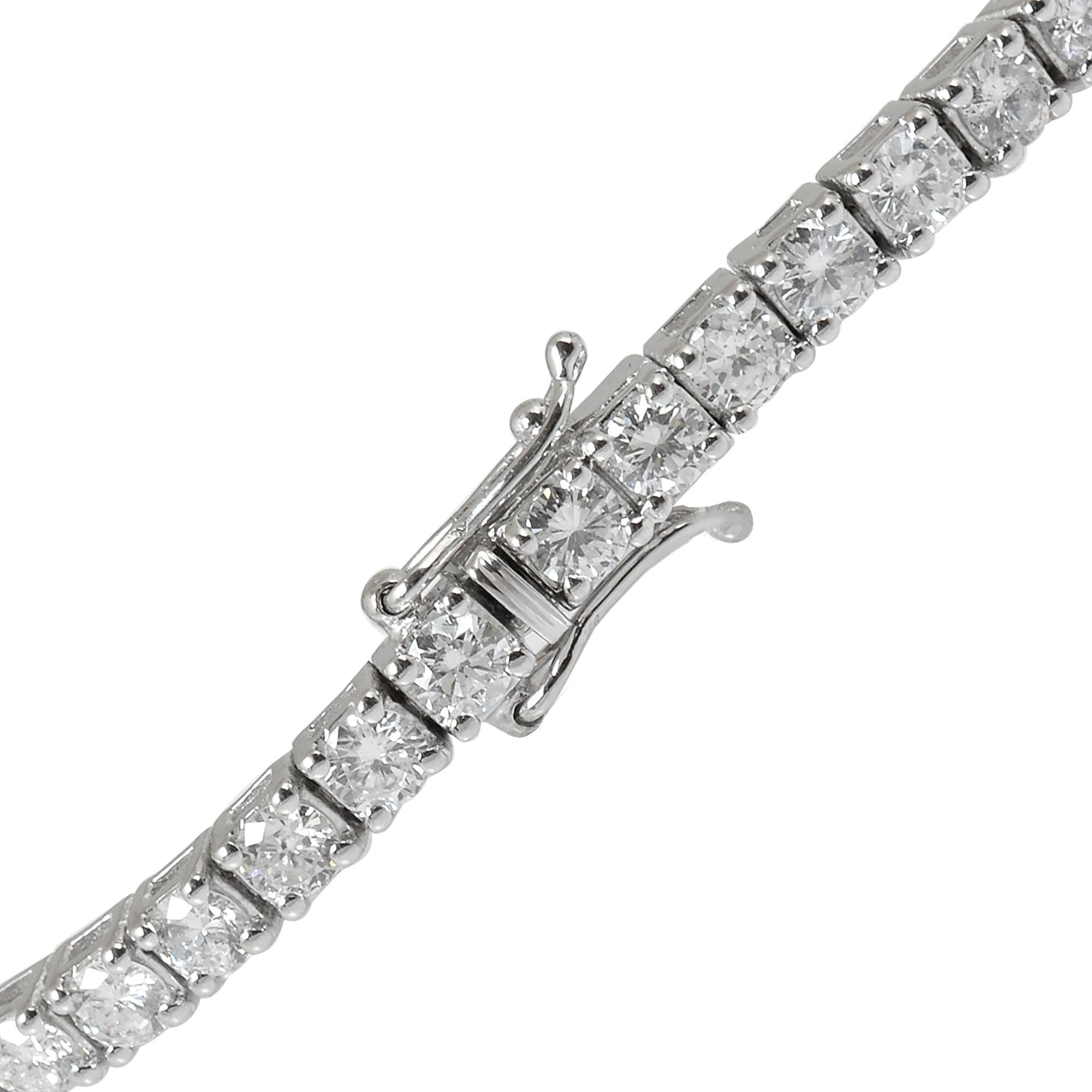 Modern Natural 7 Carat SI/HI Diamond Tennis Bracelet 18 Karat White Gold Fine Jewelry For Sale