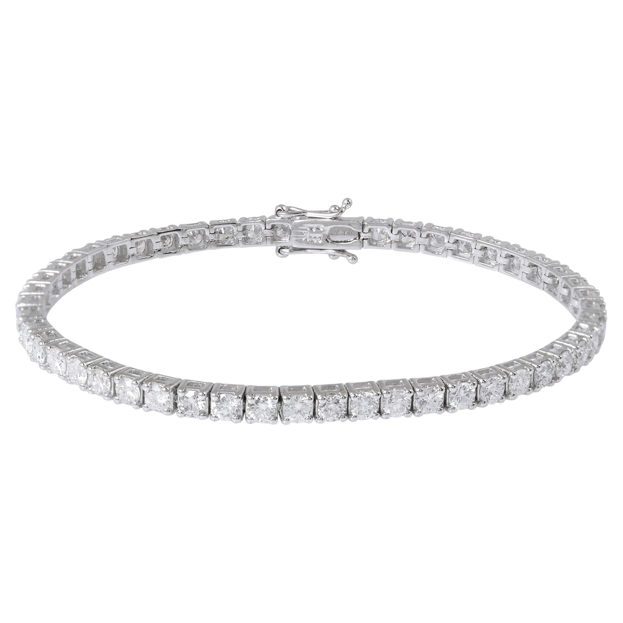 Bracelet tennis en or blanc 18 carats avec diamants naturels de 7 carats SI/HI