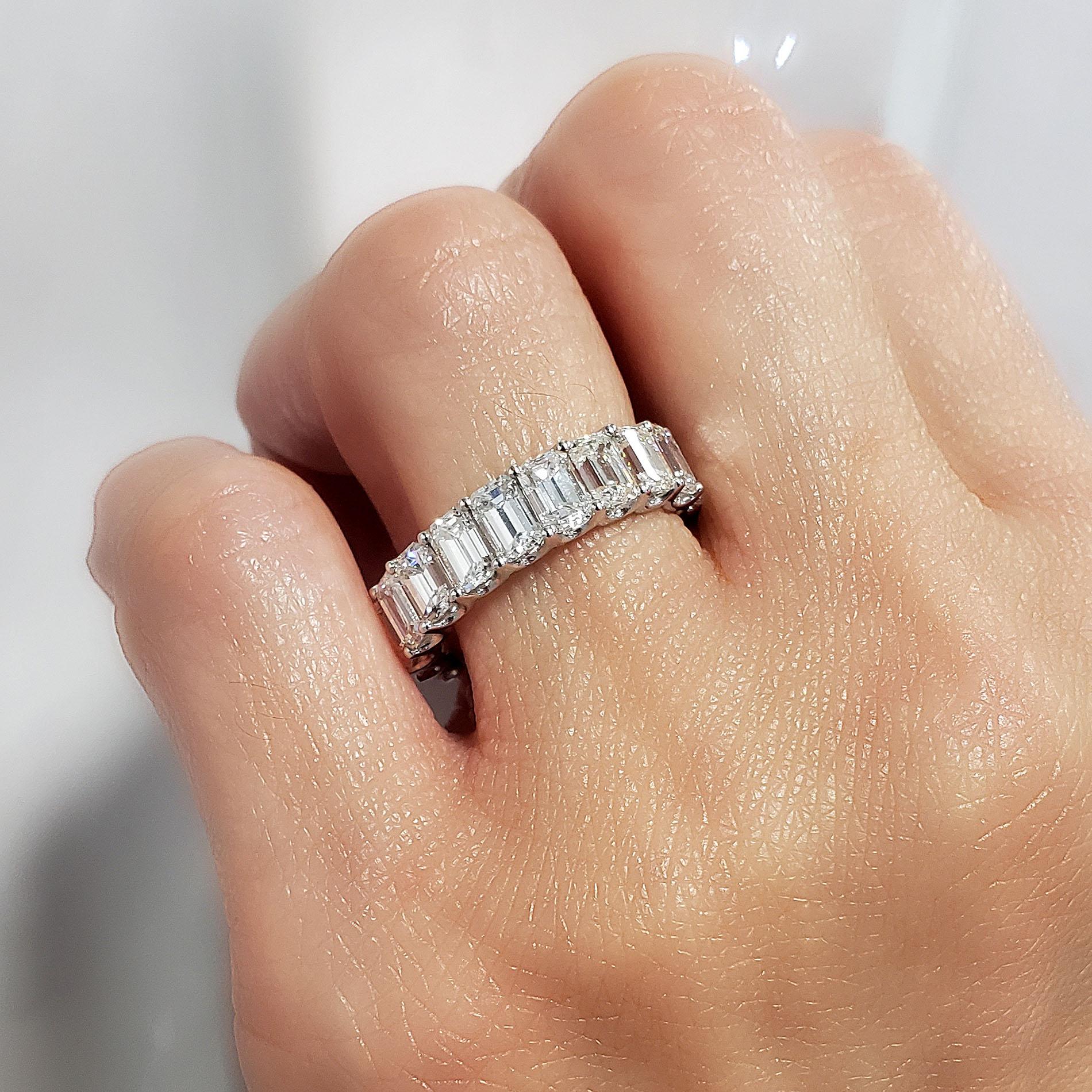 For Sale:  Natural 7 Carat Emerald Cut Diamond Eternity Band F-G Color Vs1 Clarity 14k Gold 2
