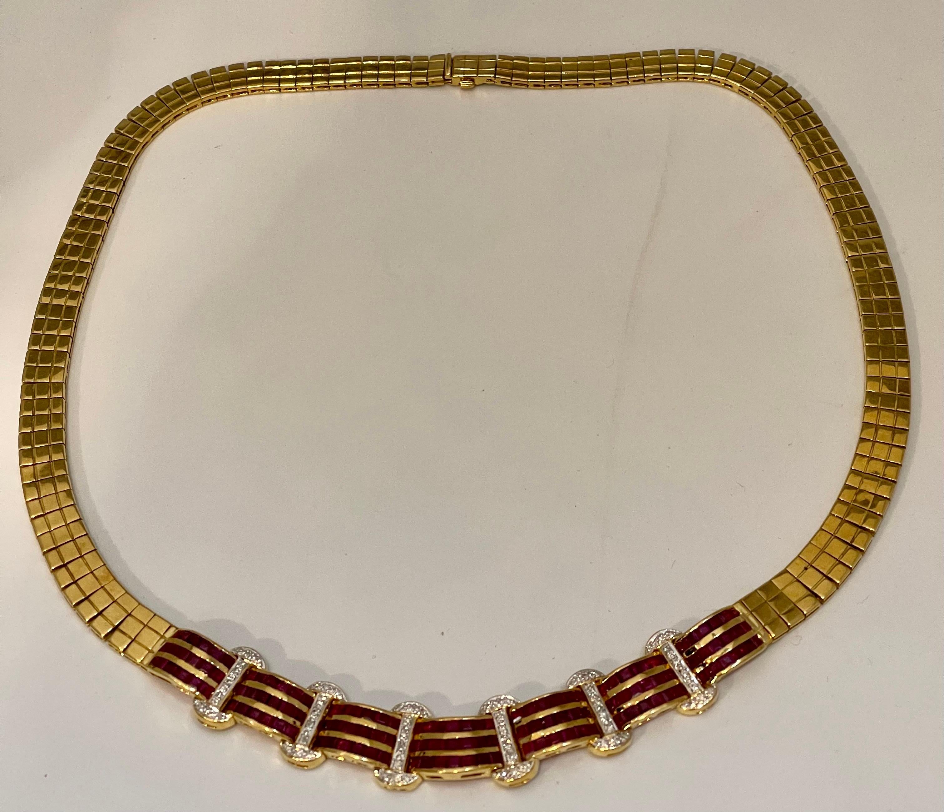 Natürliche 7 Karat Rubin & 2 Karat Diamant-Halskette aus 18 Karat Gelbgold mit Ring 68 Gramm im Angebot 4