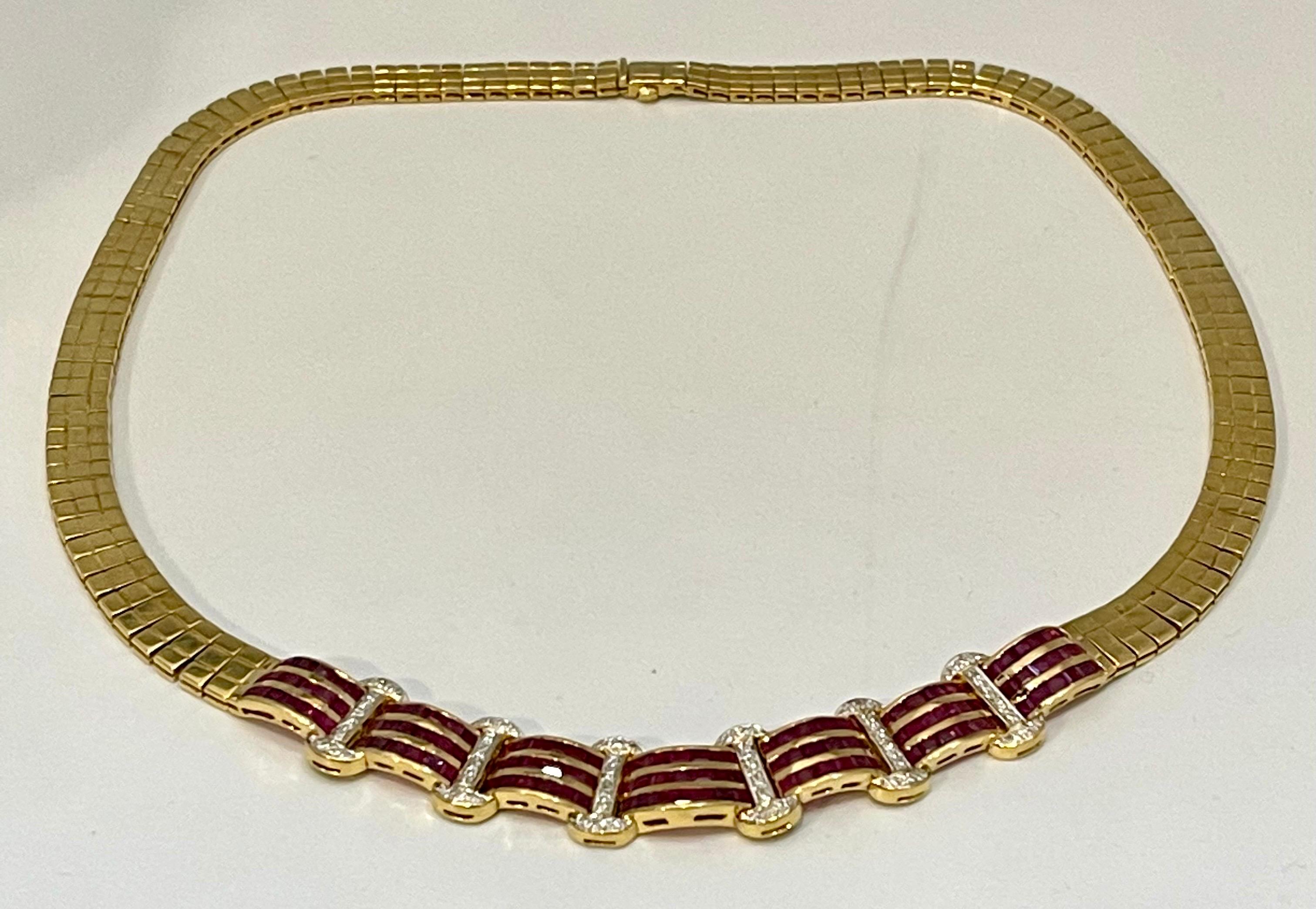 Natürliche 7 Karat Rubin & 2 Karat Diamant-Halskette aus 18 Karat Gelbgold mit Ring 68 Gramm im Angebot 6
