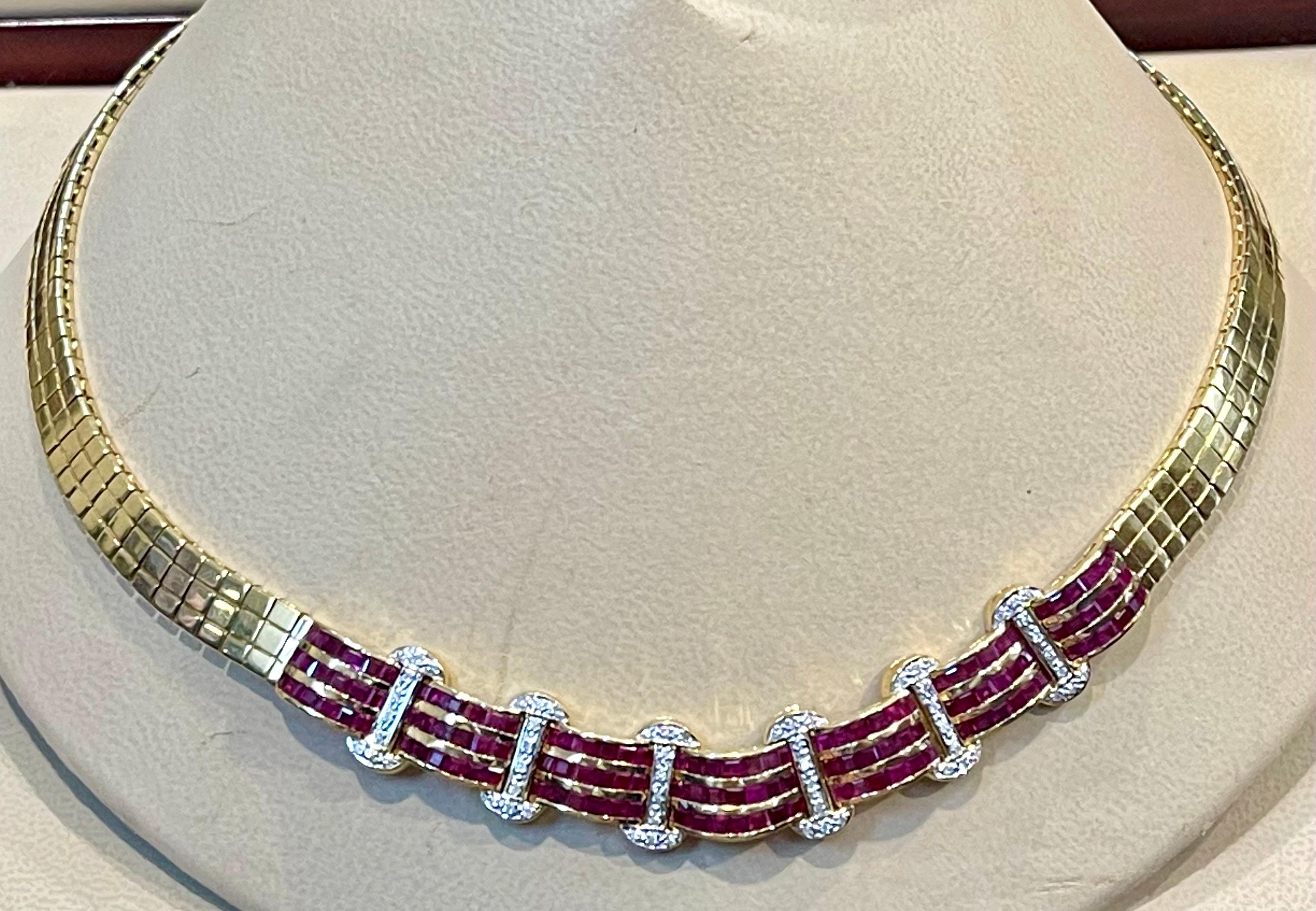 Natürliche 7 Karat Rubin & 2 Karat Diamant-Halskette aus 18 Karat Gelbgold mit Ring 68 Gramm im Angebot 8
