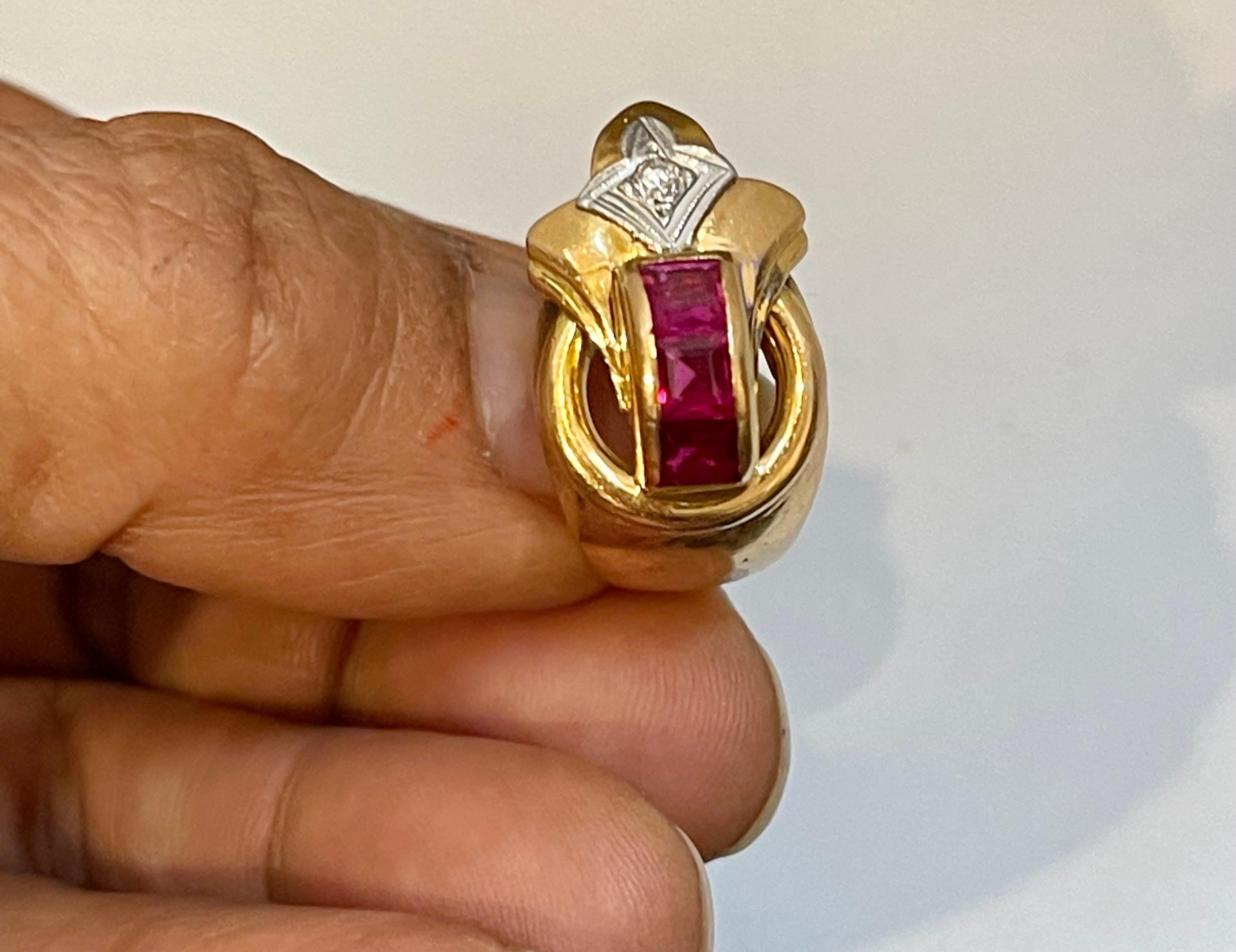 Natürliche 7 Karat Rubin & 2 Karat Diamant-Halskette aus 18 Karat Gelbgold mit Ring 68 Gramm im Zustand „Hervorragend“ im Angebot in New York, NY