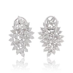 Natural 7.02 Carat Oval Shape Diamond Earrings 14 Karat White Gold Fine Jewelry