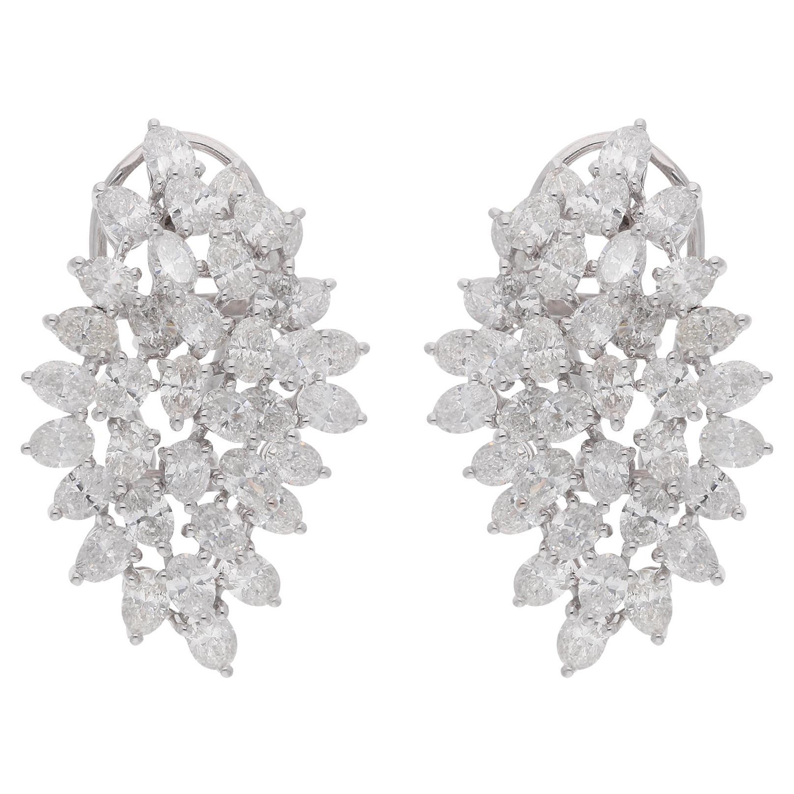 Boucles d'oreilles en or blanc 14 carats avec diamants naturels de forme ovale de 7,02 carats