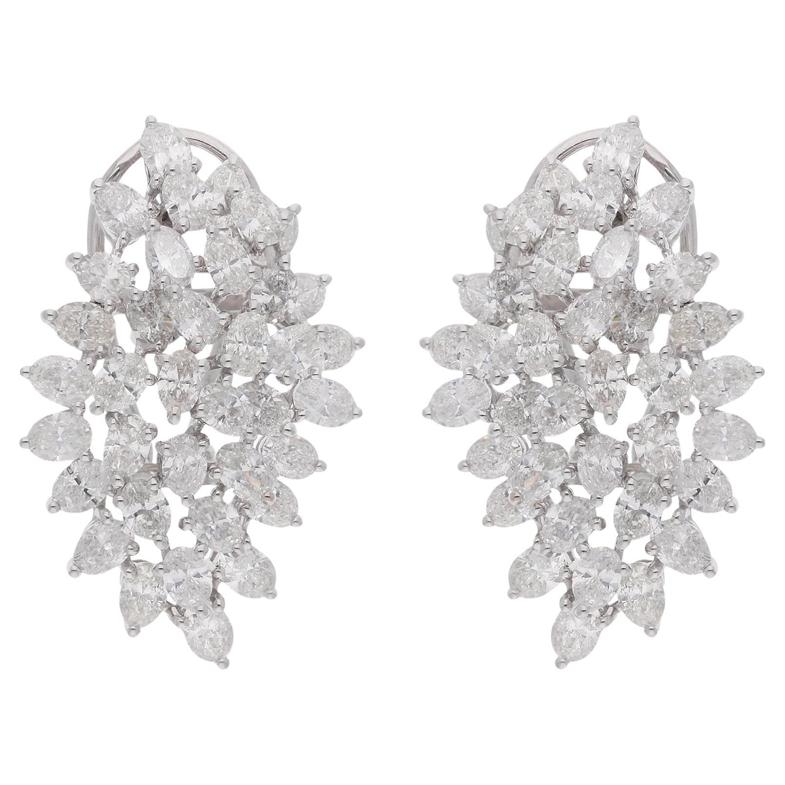 natürliche 7,02 Karat Oval geformte Diamant-Ohrringe 14 Karat Weißgold feiner Schmuck