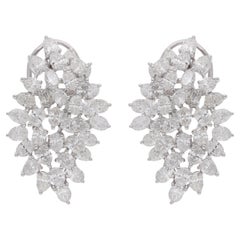 natürliche 7,02 Karat Oval geformte Diamant-Ohrringe 14 Karat Weißgold feiner Schmuck