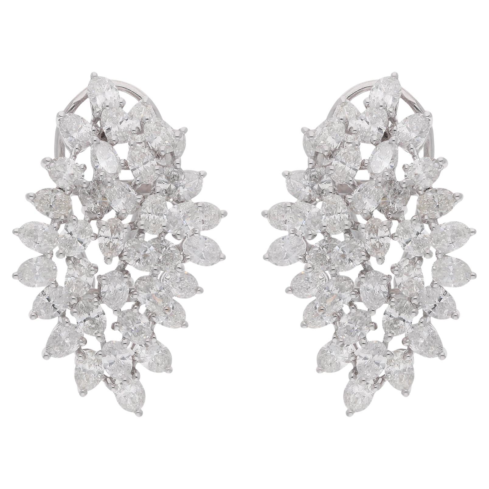 Orecchini di diamanti naturali di forma ovale da 7,02 carati in oro bianco 18 carati Gioielli di pregio