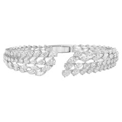 Bracelet manchette en or blanc 18 carats avec diamants naturels taille poire marquise de 7,1 carats