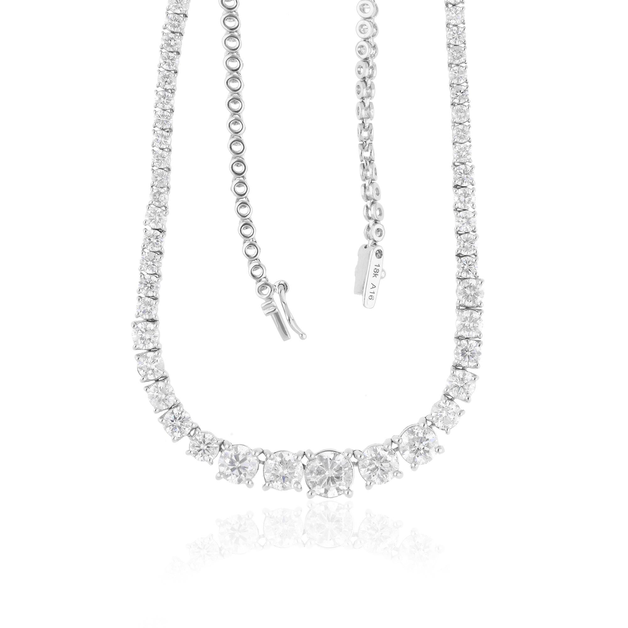 Moderno Collana a catena con diamanti tondi naturali da 7,17 carati in oro bianco 14 carati Gioielli di pregio in vendita