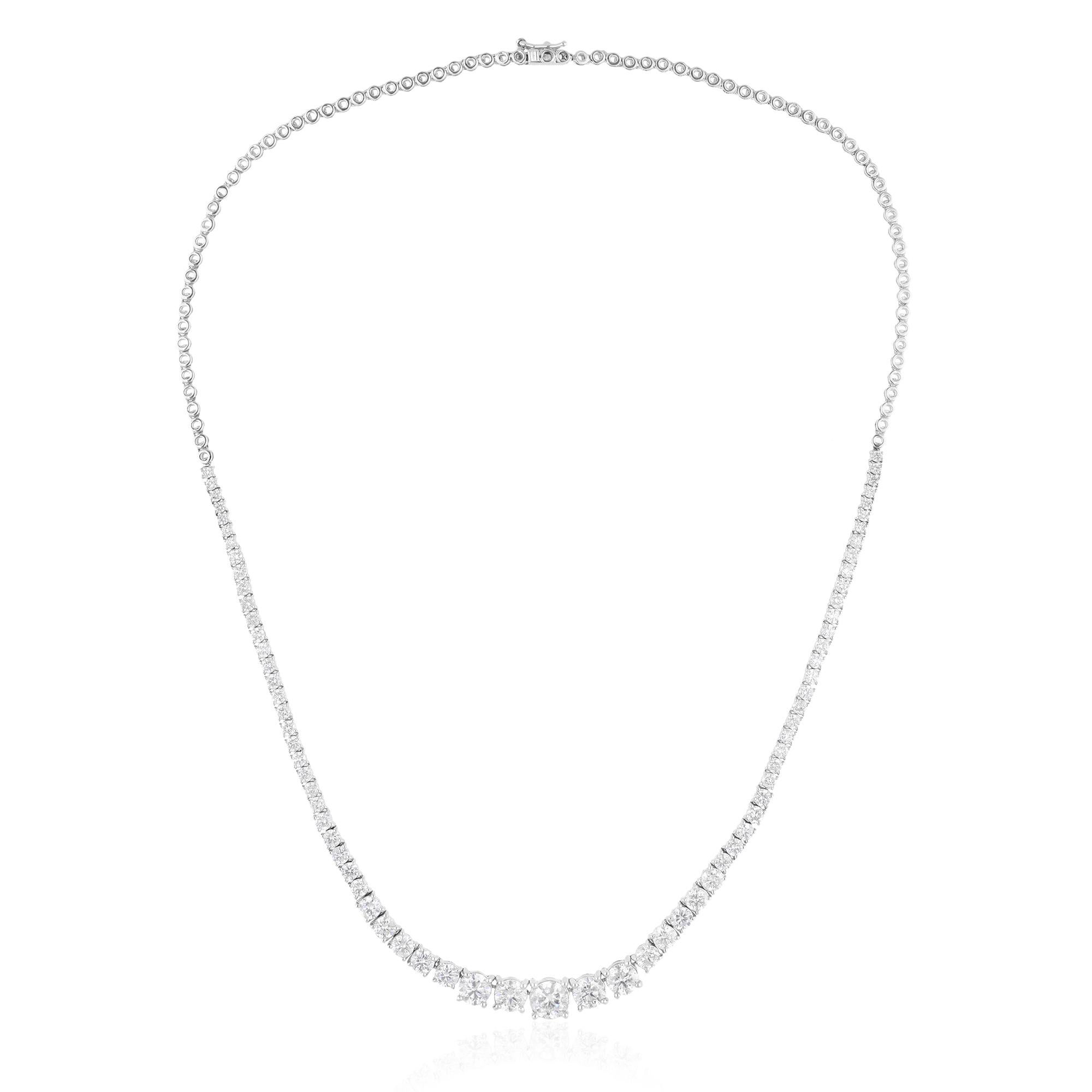 Collana a catena con diamanti tondi naturali da 7,17 carati in oro bianco 14 carati Gioielli di pregio In condizioni Nuovo in vendita a Diera, Dubai