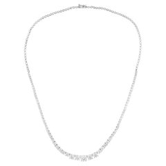 Collana a catena con diamanti tondi naturali da 7,17 carati in oro bianco 14 carati Gioielli di pregio