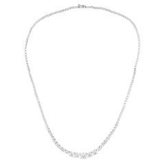Natural 7.17 Carat Round Diamond Necklace 18 Karat White Gold Handmade Jewelry
