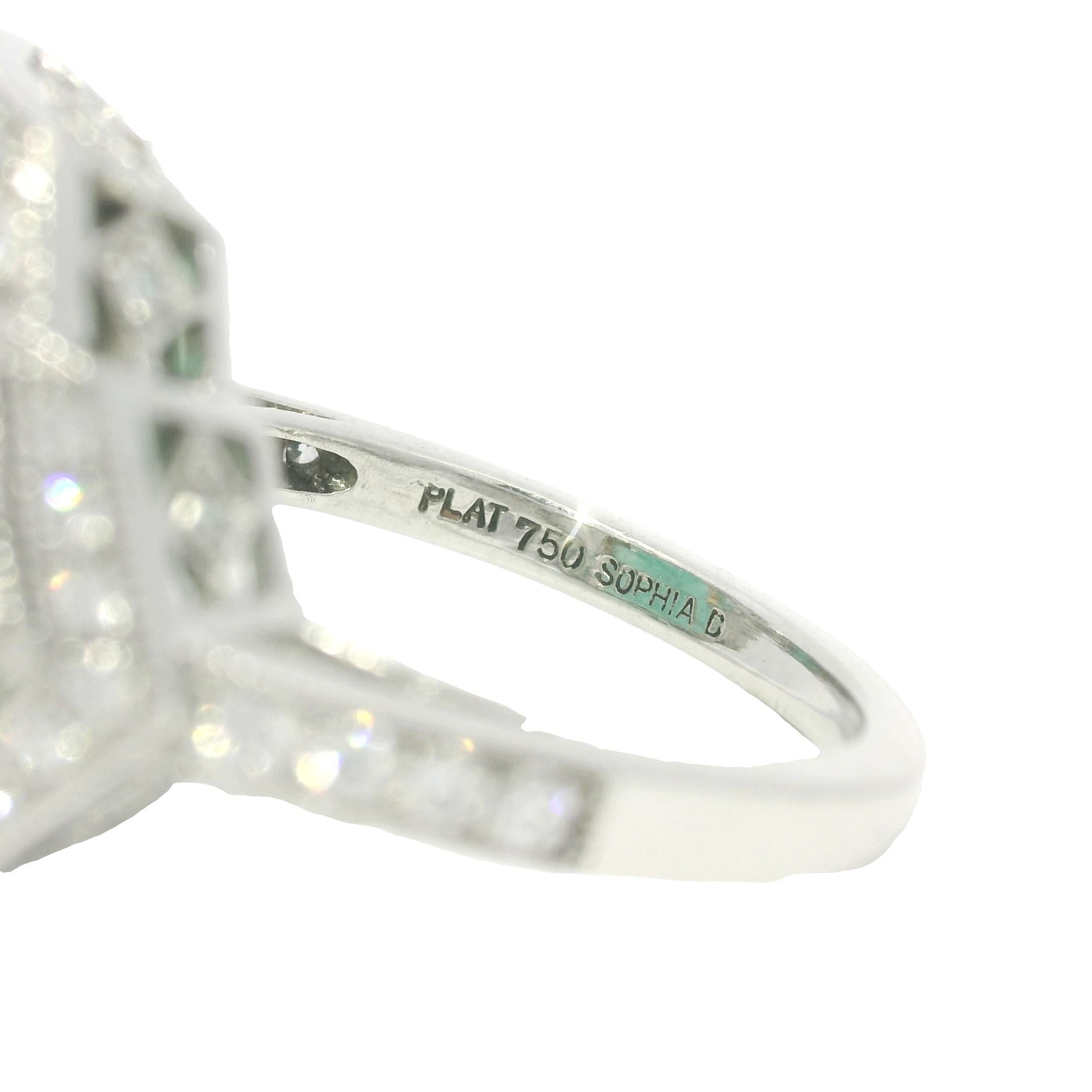 Natürlicher 7,19 Karat Smaragd & Diamant Platin & 18-Karat Art Deco Ring Vorrätig im Angebot 2