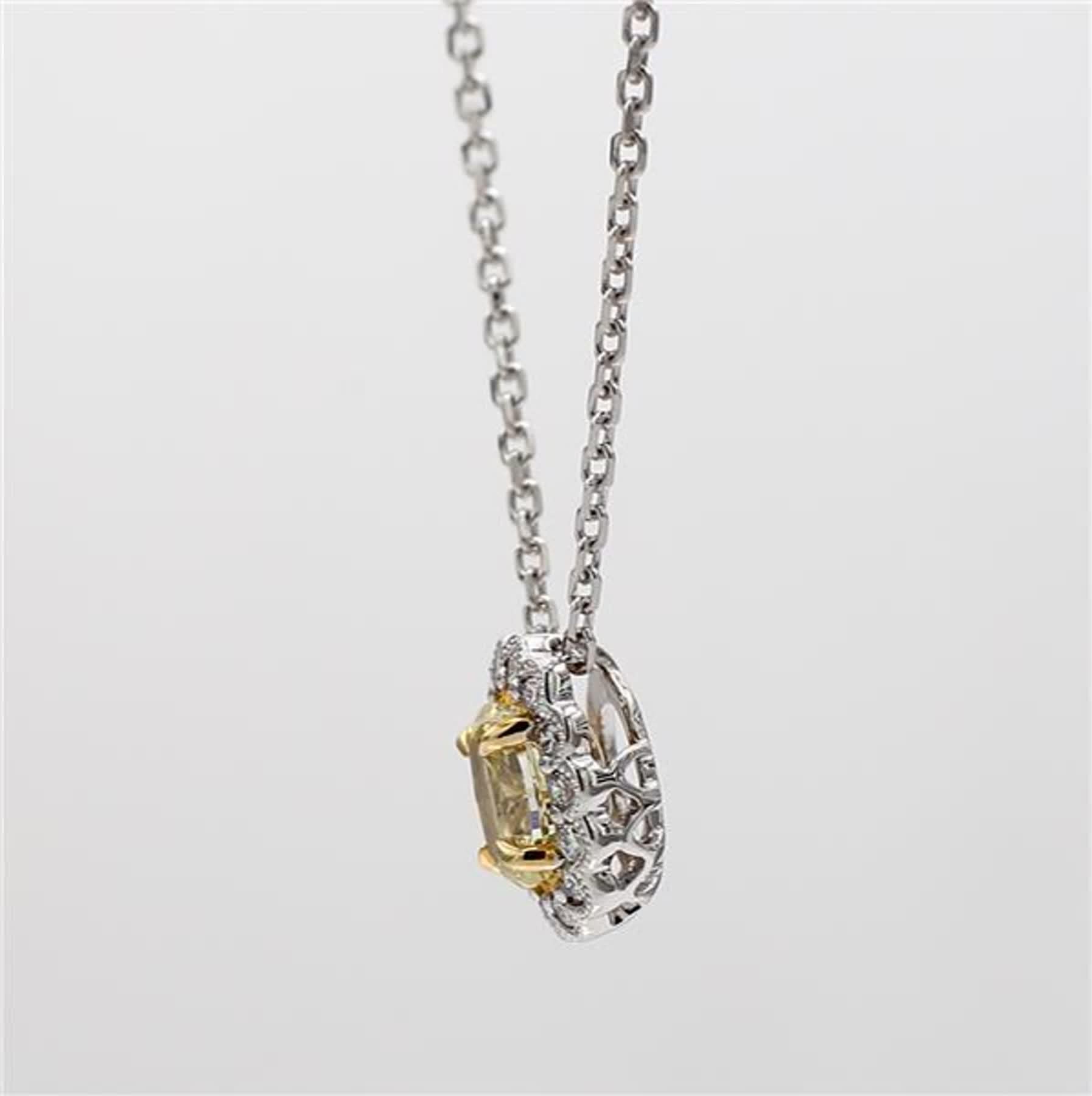 Contemporary Natural Yellow Oval and White Diamond .90 Carat TW Gold Drop Pendant