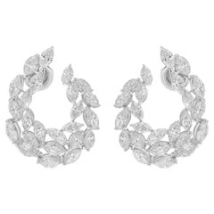Pendientes de diamantes naturales talla brillante marquesa SI/H de 7,26 quilates y oro blanco de 14k