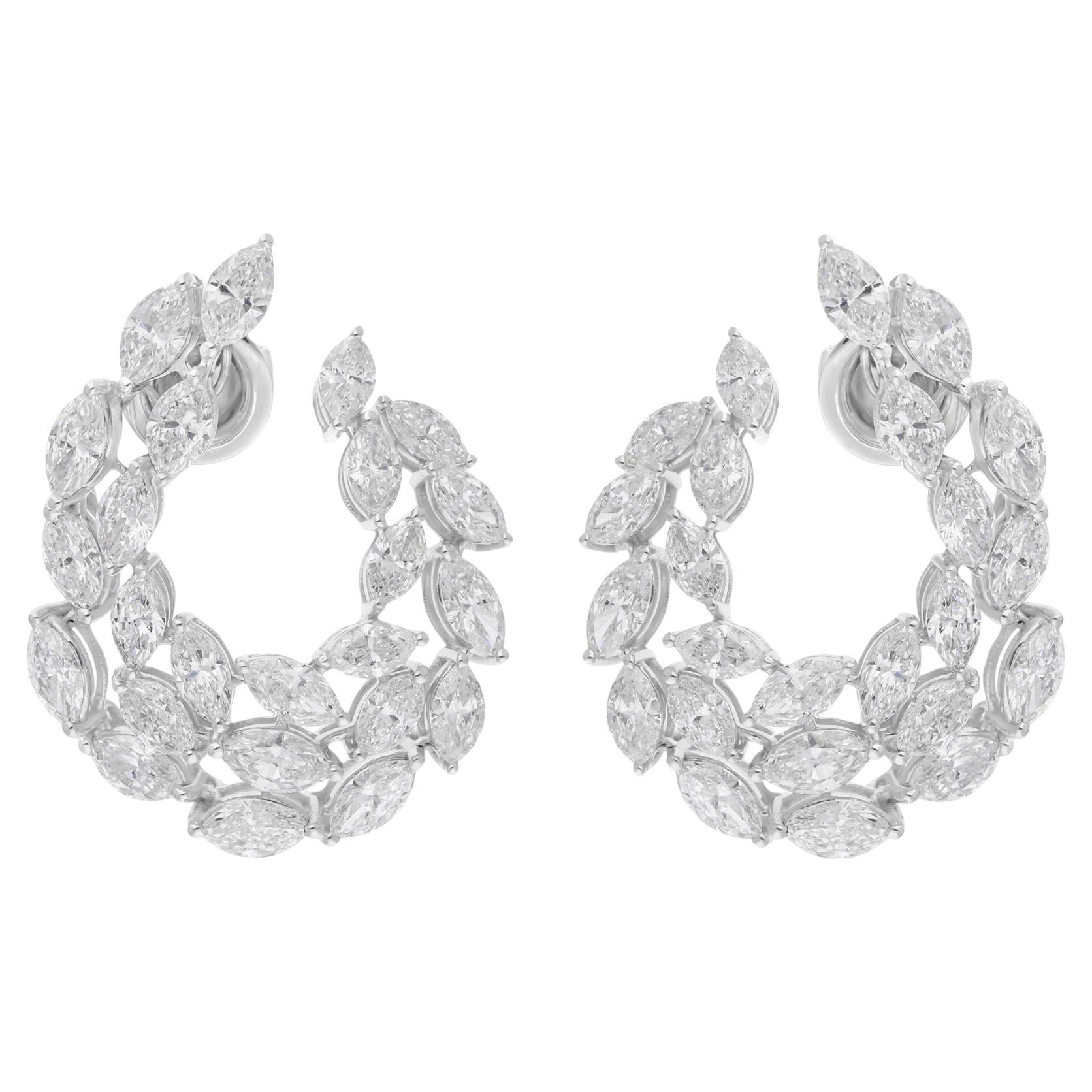 Orecchini di diamanti naturali da 7,26 carati SI/H con taglio brillante a forma di marquise, oro bianco 14k