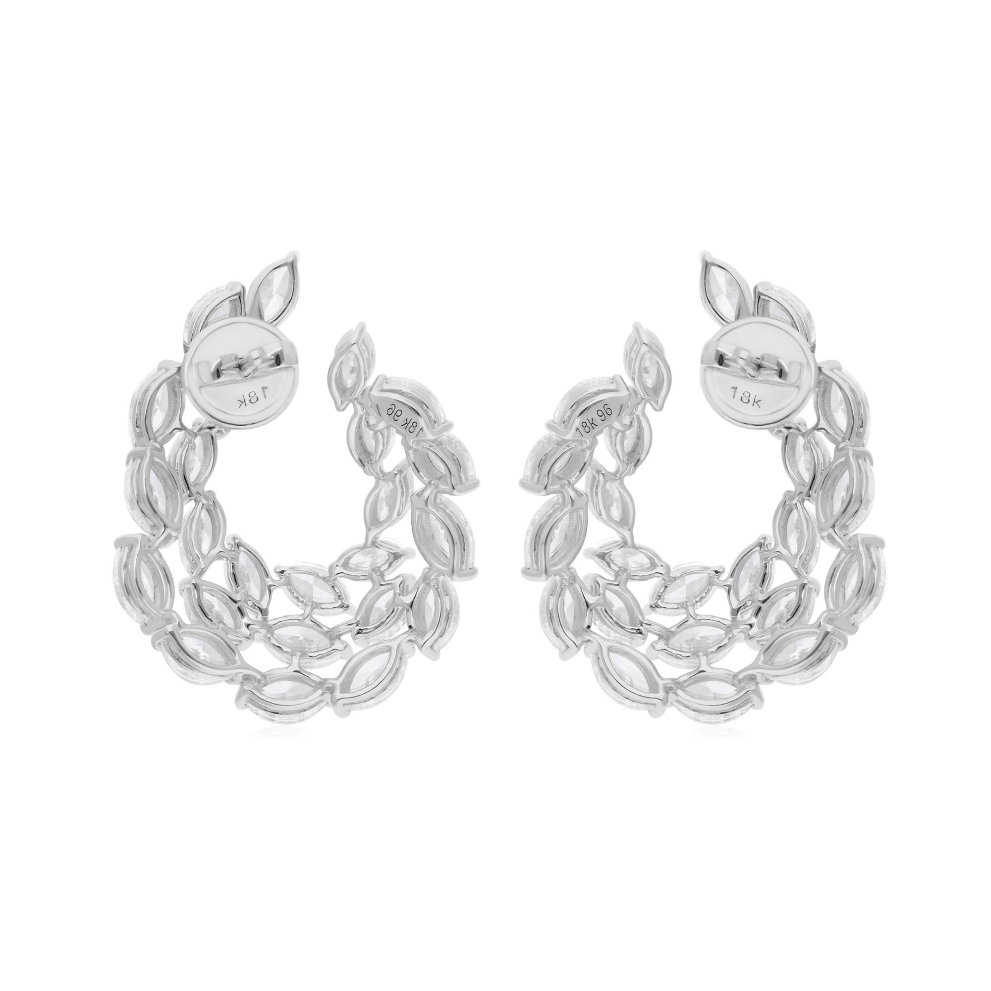 Taille Marquise Nature 7.26 Carat SI/H Marquise Brilliant Cut Diamond Earrings 18k White Gold en vente