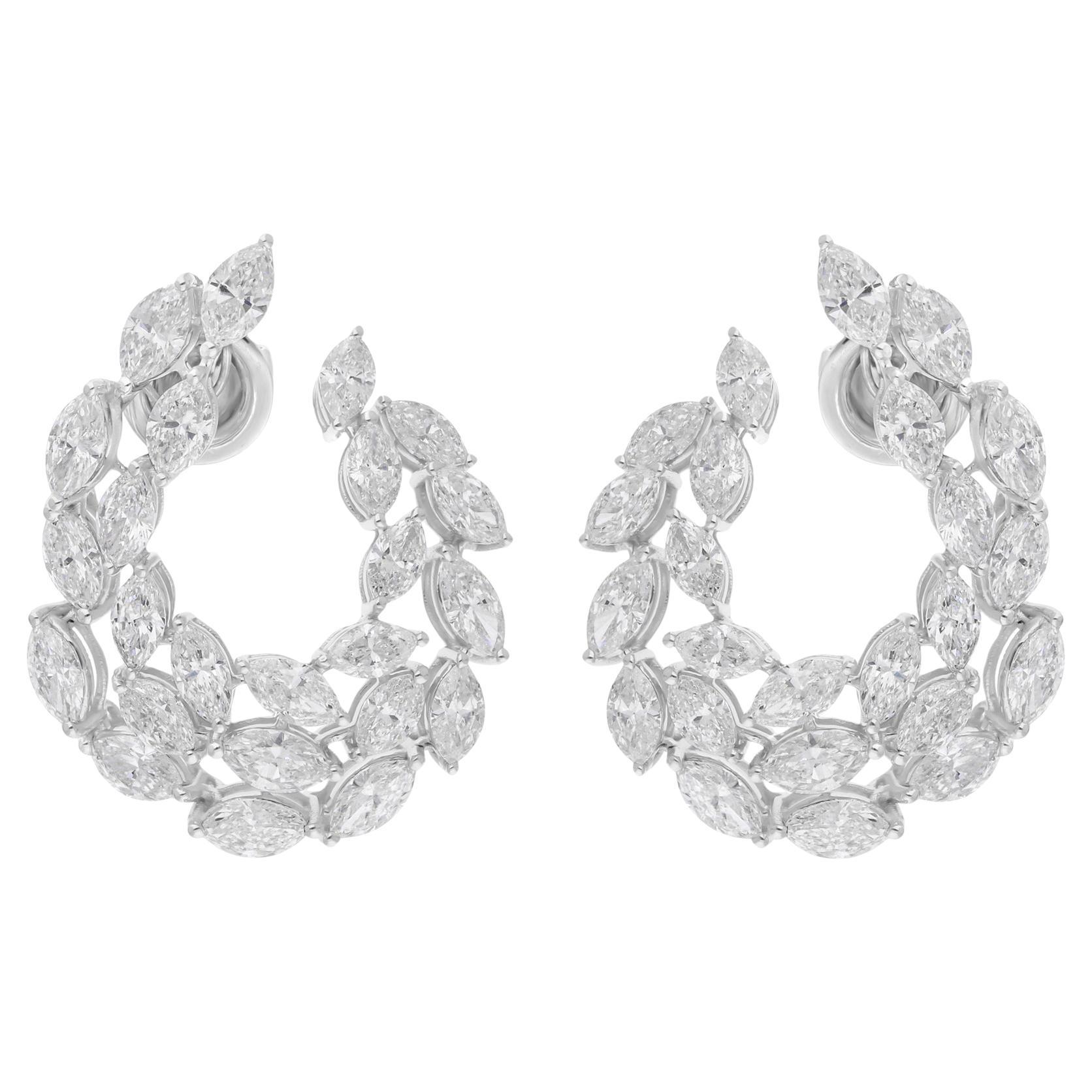 Nature 7.26 Carat SI/H Marquise Brilliant Cut Diamond Earrings 18k White Gold en vente