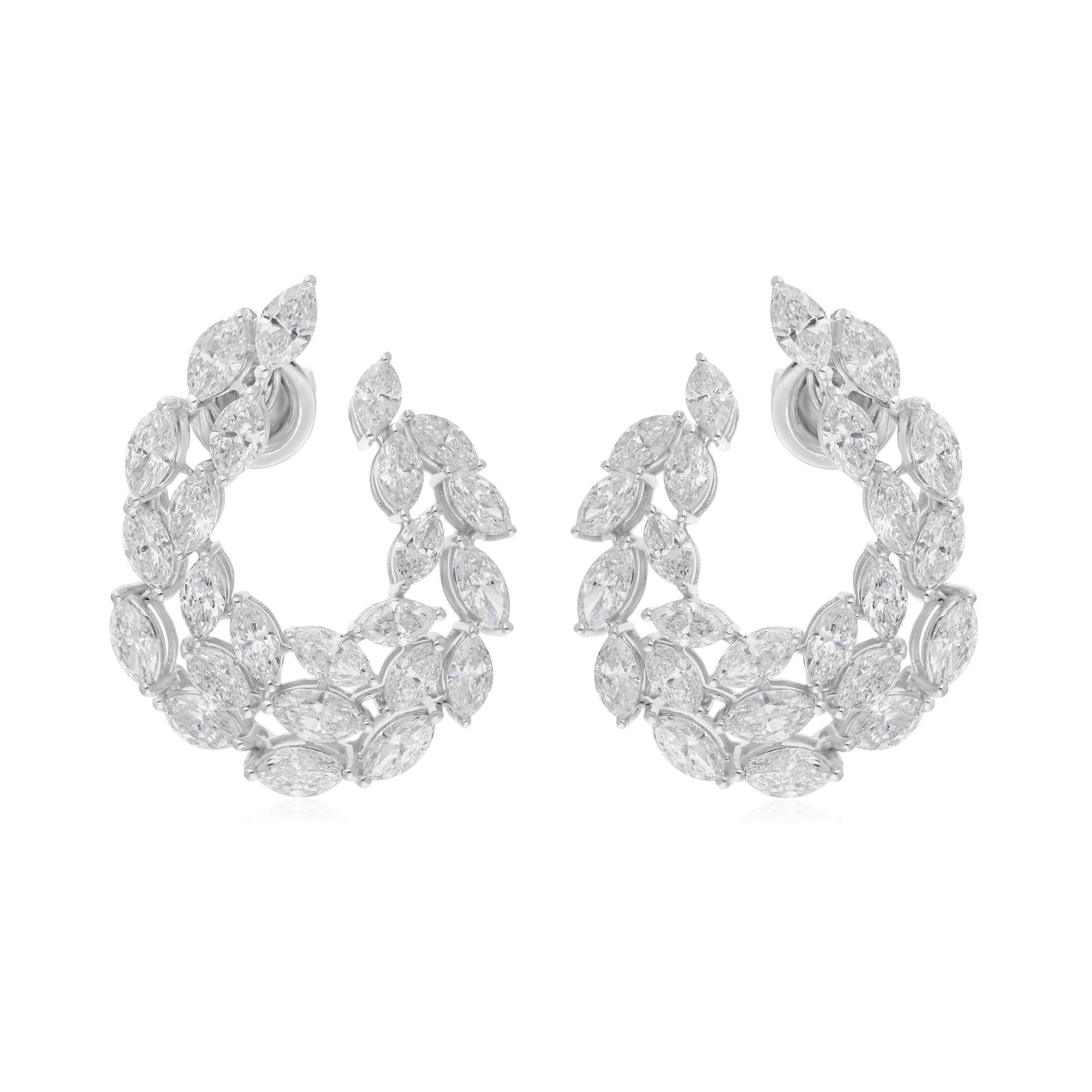 Pendientes de diamantes naturales talla brillante marquesa SI/H de 7,26 quilates y oro blanco de 18k