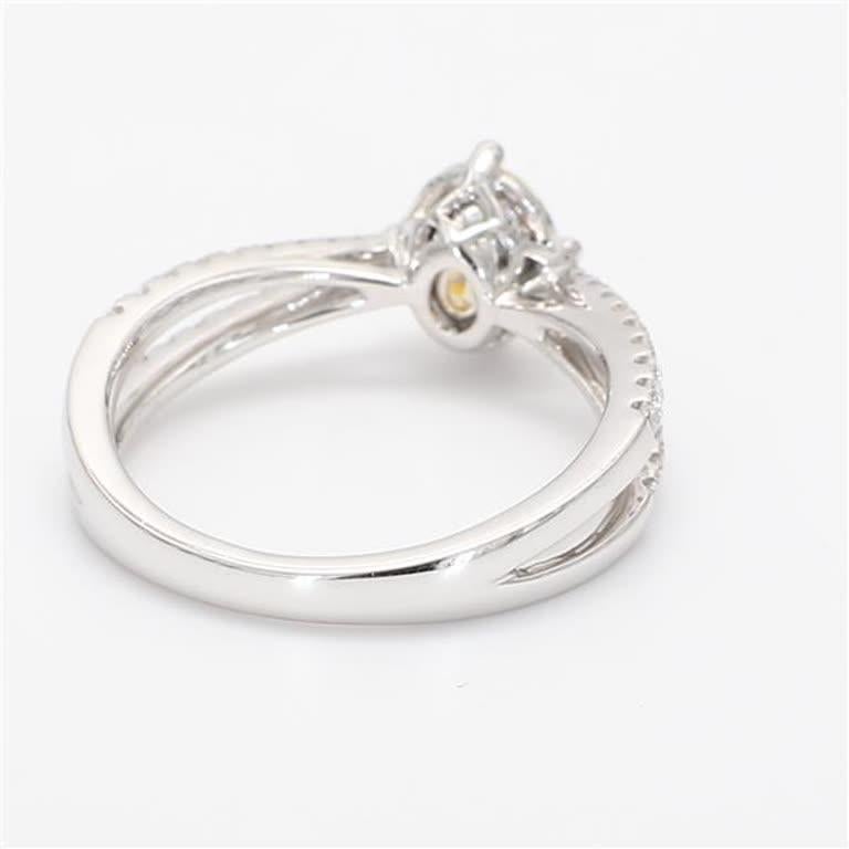 Contemporary Natural Yellow Oval and White Diamond .99 Carat TW Gold Cocktail Ring