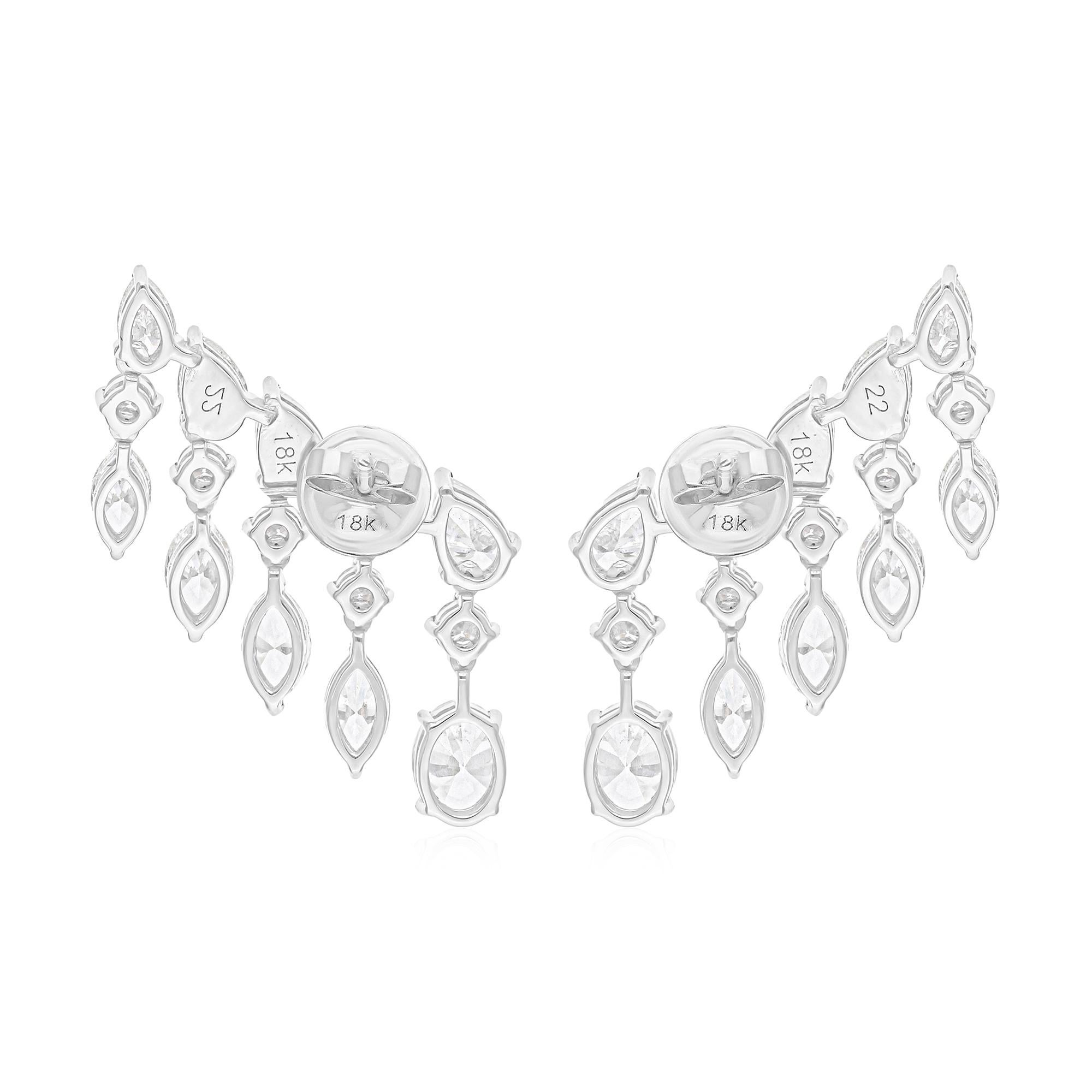 Taille poire Boucles d'oreilles en or blanc 14 carats avec diamants naturels de 7,31 carats SI/H de formes multiples en vente
