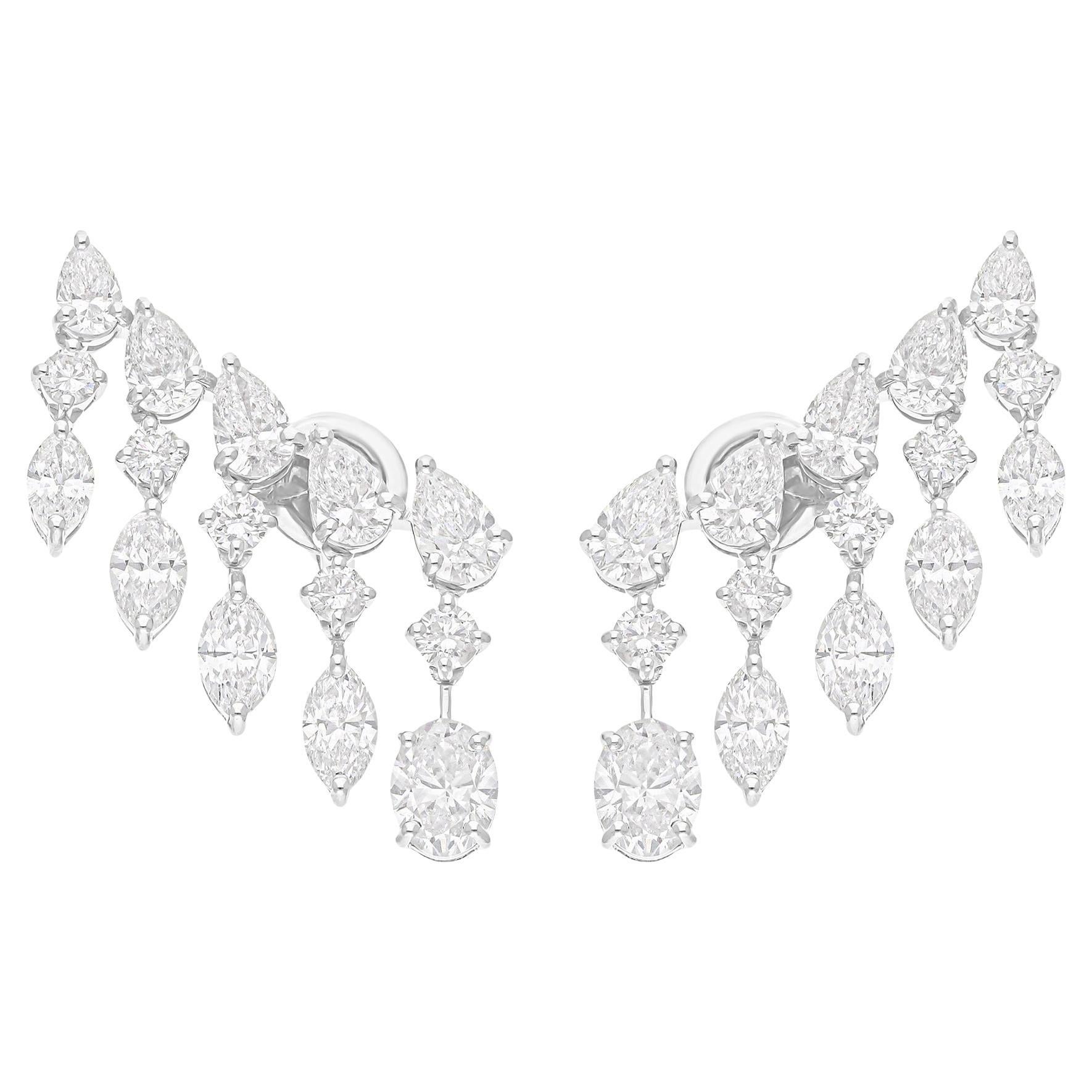 Boucles d
oreilles en or blanc 18 carats avec diamants naturels de 7,31 carats SI/H de formes multiples