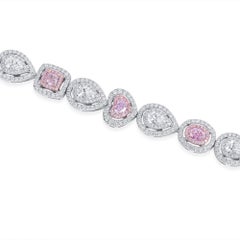 Naturale, 7,36 carati. Bracciale TW con diamanti rosa chiaro e bianchi, oro bianco 18 carati