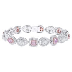 Naturale, 7,36 carati. Bracciale TW con diamanti rosa chiaro e bianchi, oro bianco 18 carati