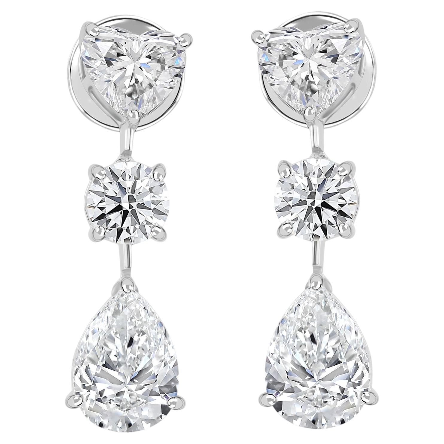 Natural 7.37 Carat SI/H Mixed Diamond Earrings 14 Karat White Gold Jewelry