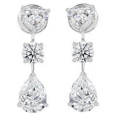 Natural 7.37 Carat SI/H Mixed Diamond Earrings 14 Karat White Gold Jewelry