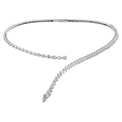 Collana Choker Lariat con diamanti naturali da 7,41 carati e gioielli in oro bianco 18 carati