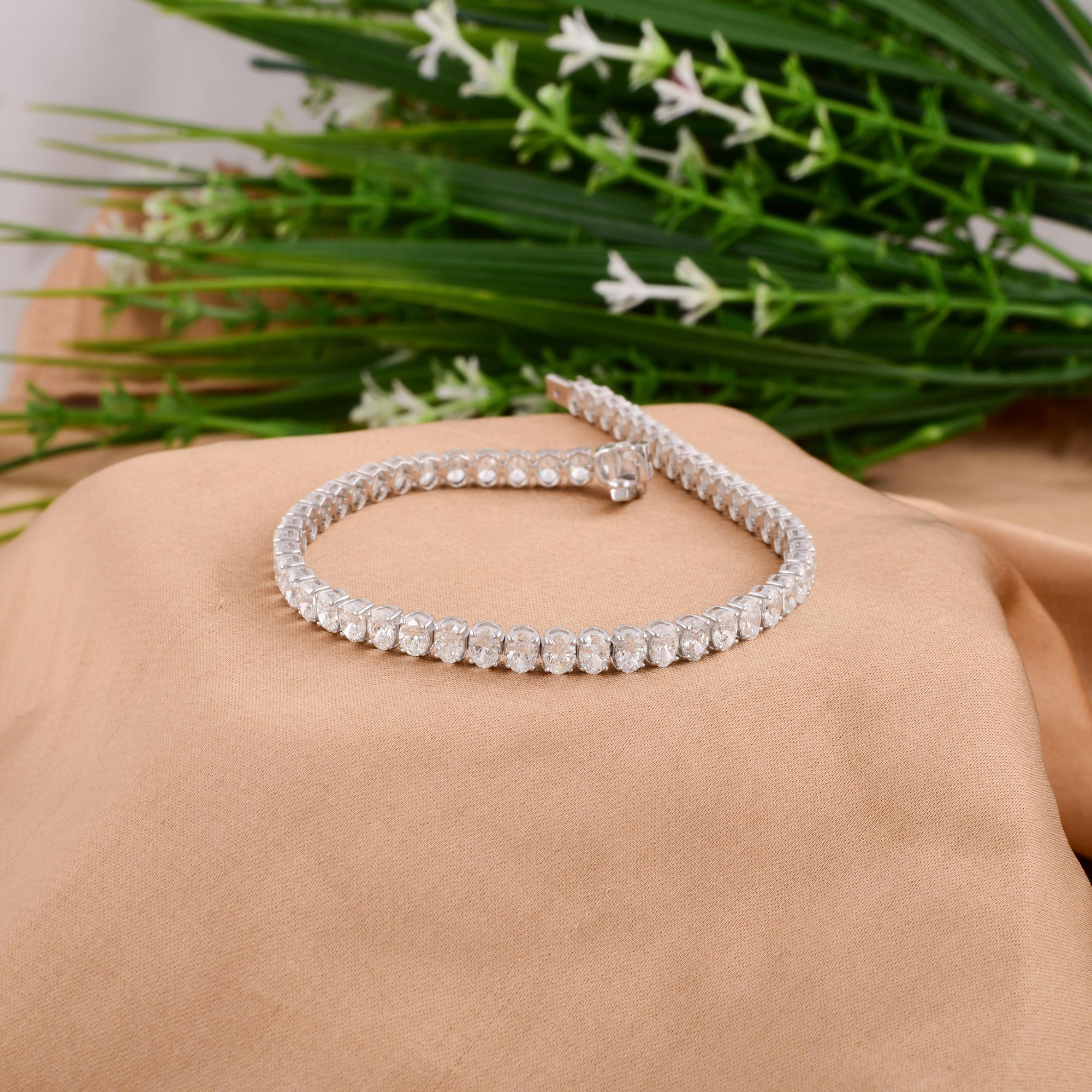 Moderne Bracelet tennis en or blanc 18 carats avec diamants naturels de 7,48 carats, fabrication artisanale en vente