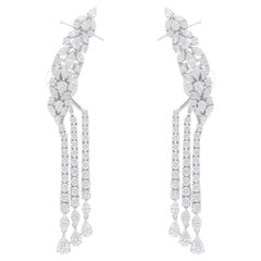 Natural 7.48 Carat SI/H Multi Shape Diamond Earrings 18 Karat White Gold Jewelry