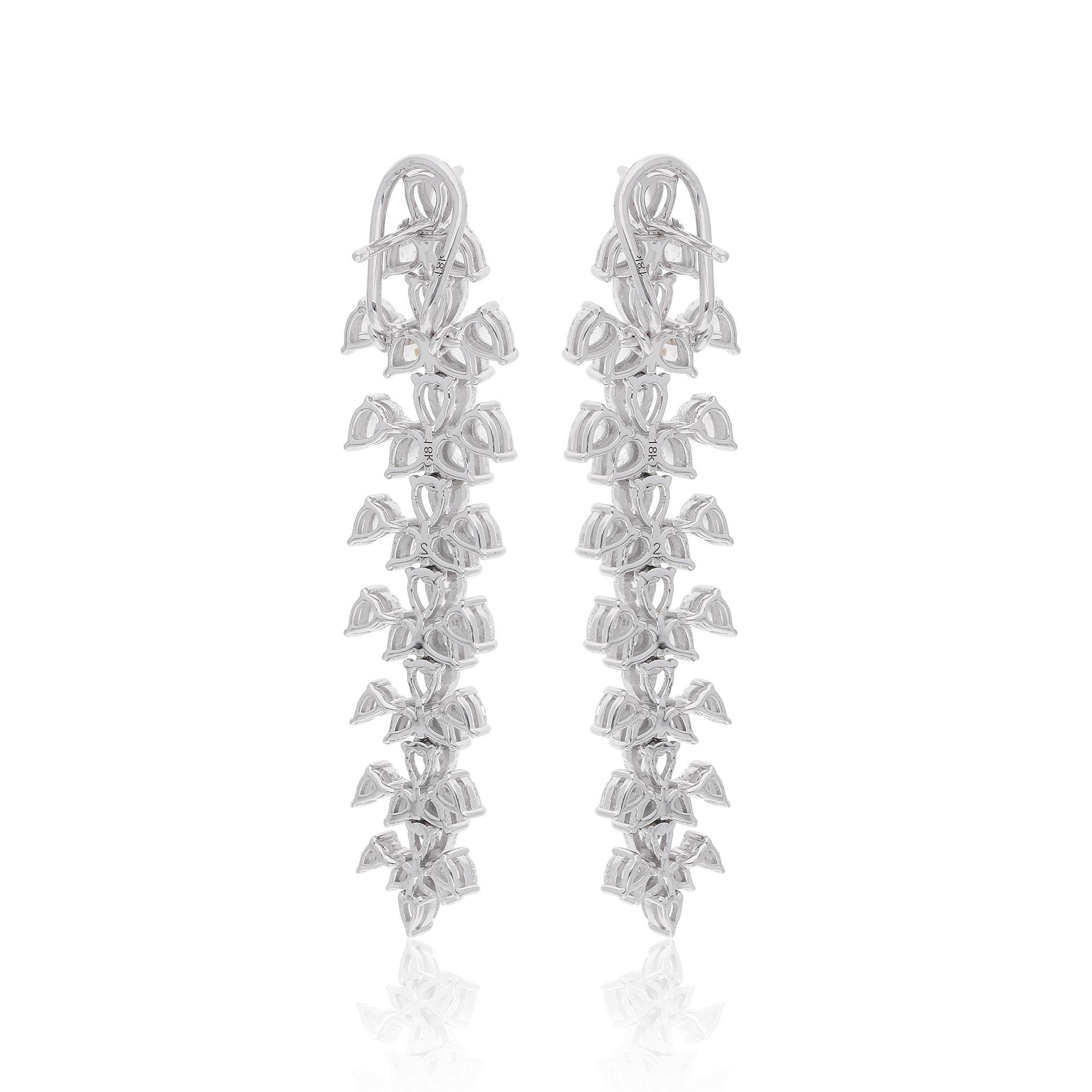 Pendants d'oreilles en or blanc 18 carats avec diamants naturels taille poire de 7,50 carats SI/H Neuf - En vente à Diera, Dubai