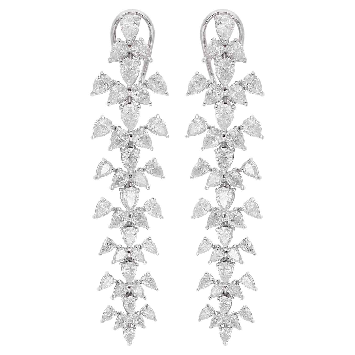Natural 7.50 Carat SI/H Pear Diamond Dangle Earrings 18 Karat White Gold Jewelry