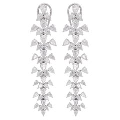 Natural 7.50 Carat SI/H Pear Diamond Dangle Earrings 18 Karat White Gold Jewelry