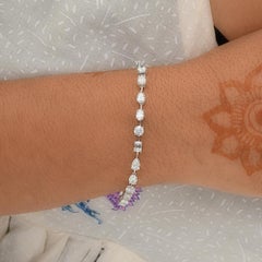 Natural 7.53 Carat SI/H Multi Shape Diamond Bracelet 18 Karat White Gold Jewelry
