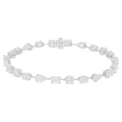 Bracelet en or blanc 18 carats avec diamants naturels de 7,53 carats SI/H de différentes formes