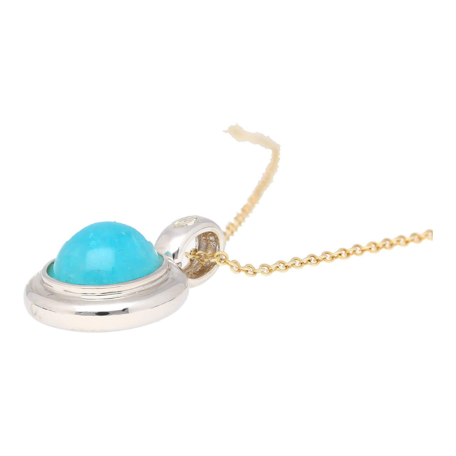 Modern Natural 7.64 Carat Paraiba Tourmaline & Diamond Pendant Necklace in 18K Gold For Sale