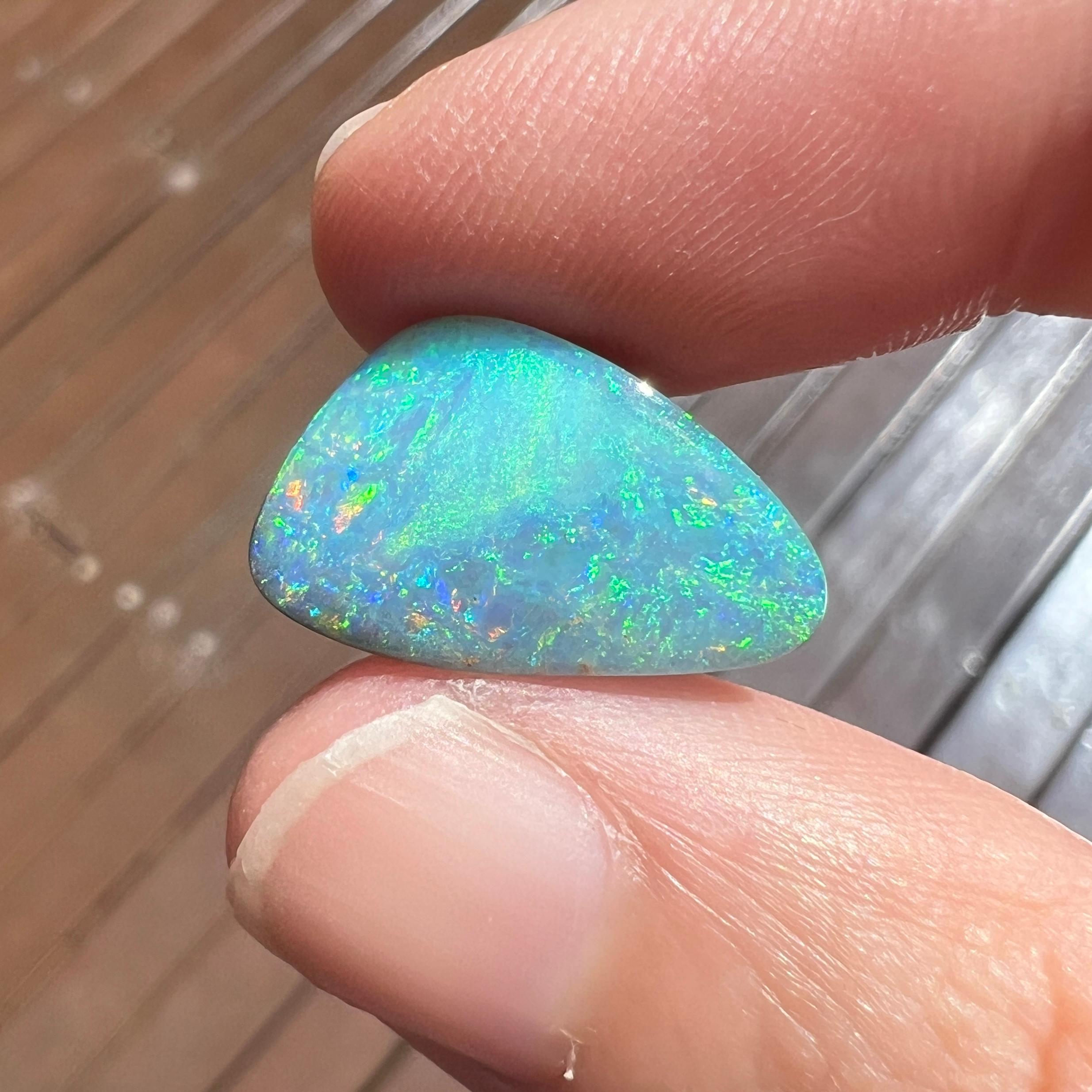 Women's Natural 7.66 Ct Australian green and pink boulder opal mined by Sue Cooper For Sale