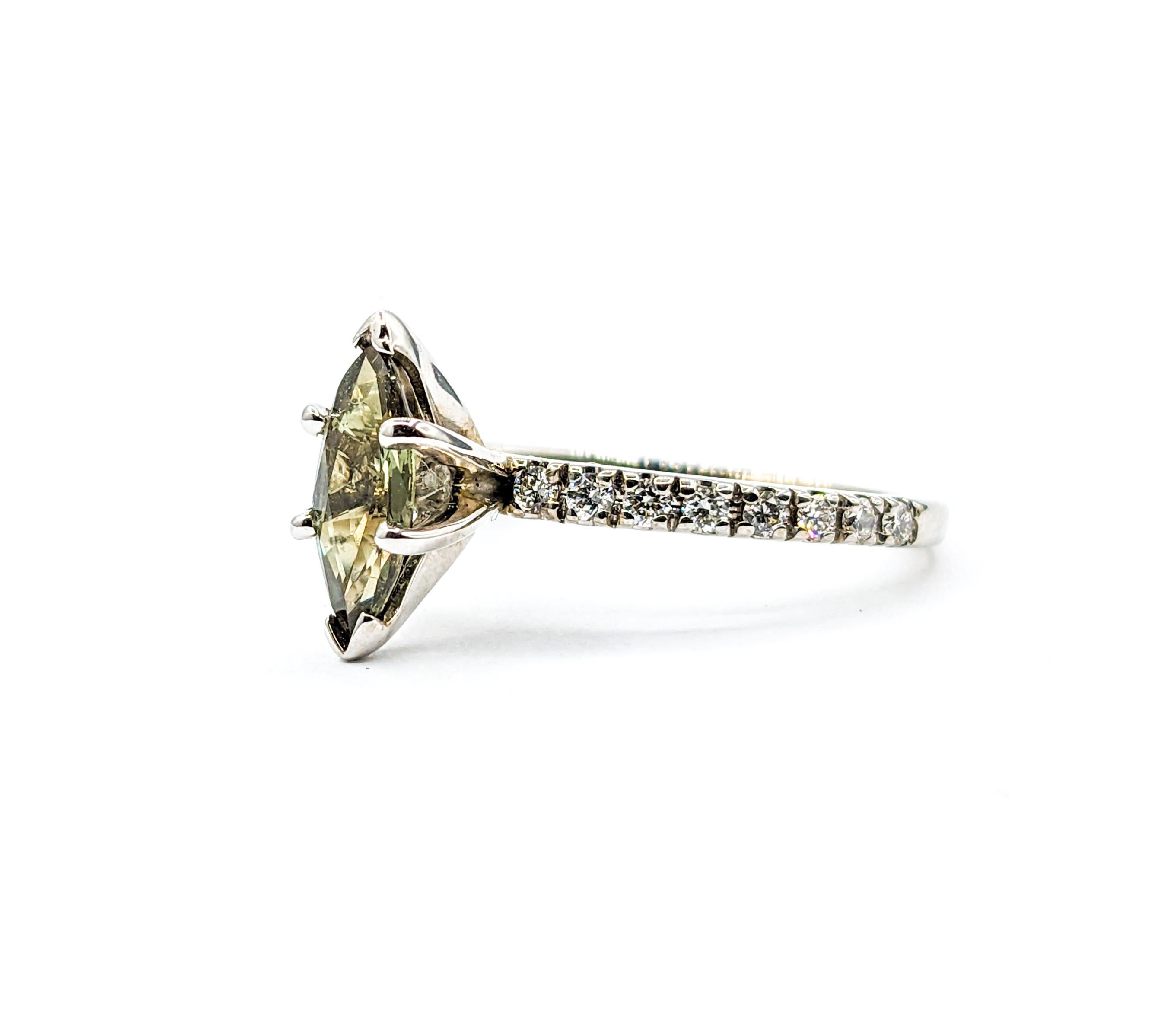 Natural .76ct Alexandrite & Diamond Ring White Gold 4