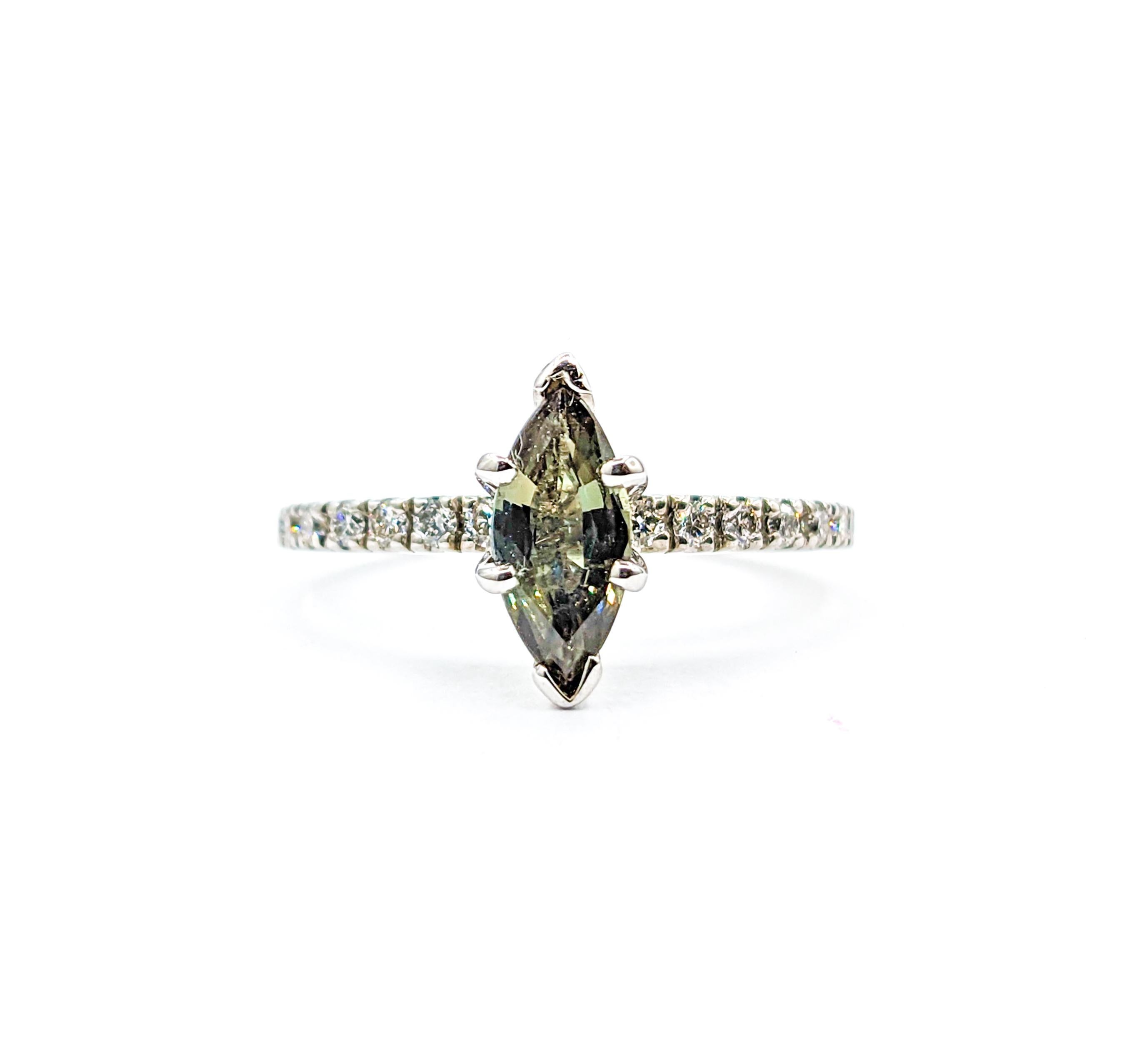 Natural .76ct Alexandrite & Diamond Ring White Gold 5