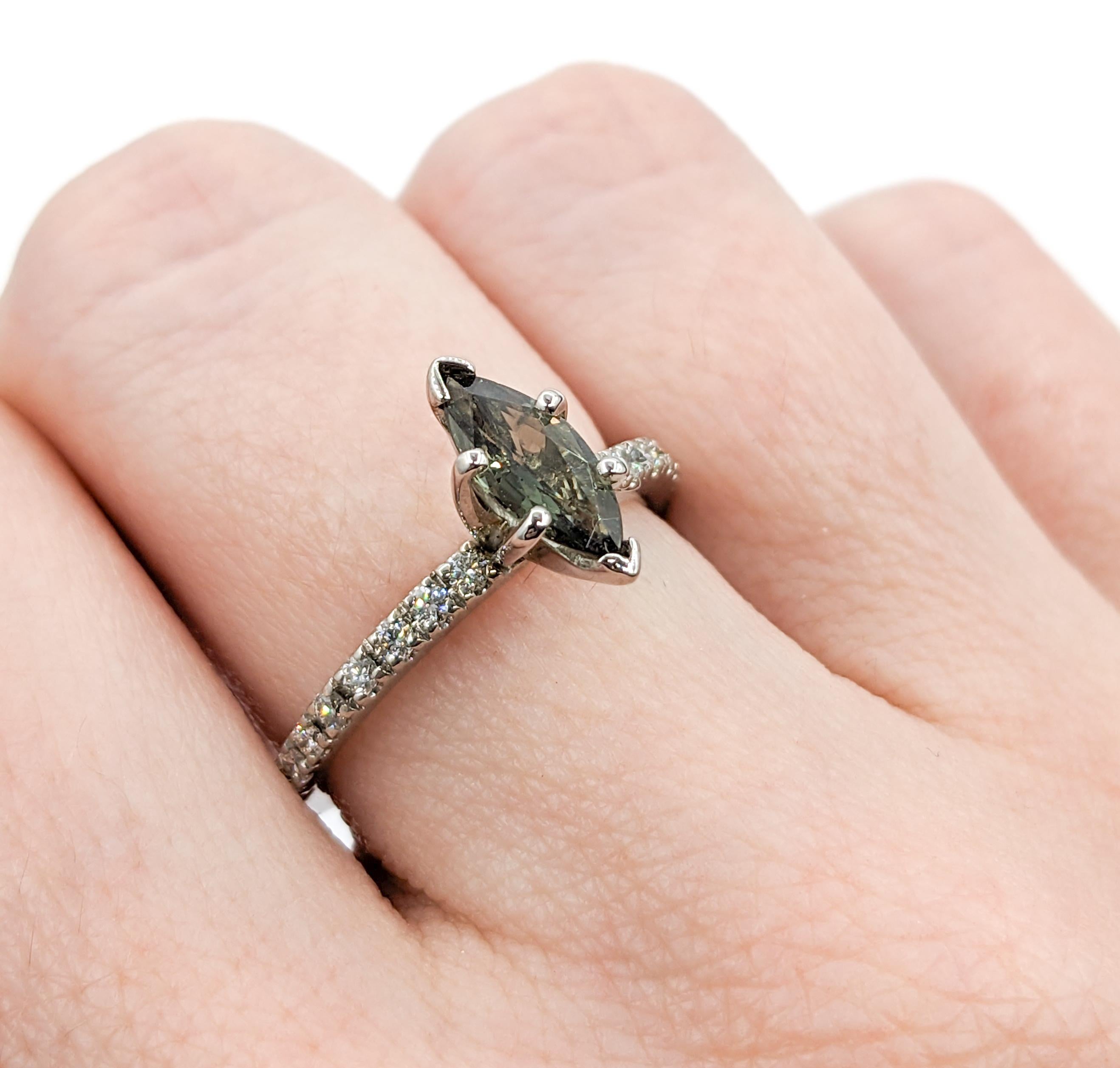 Natural .76ct Alexandrite & Diamond Ring White Gold In New Condition In Bloomington, MN